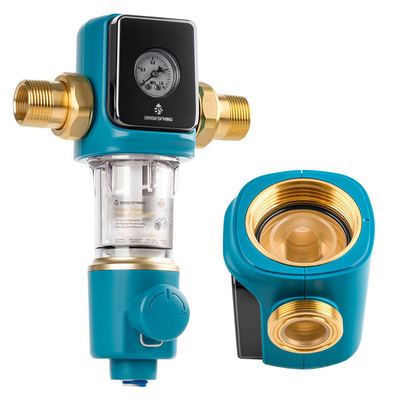 مرشح مسبق للرواسب 40 ميكرون ممتاز مع مكشطة غسيل عكسي أوتوماتيكية خالية من مادة BPA للاستخدام المنزلي