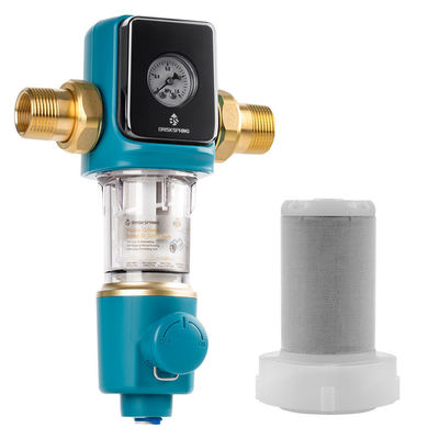 مرشح مسبق للرواسب 40 ميكرون ممتاز مع مكشطة غسيل عكسي أوتوماتيكية خالية من مادة BPA للاستخدام المنزلي