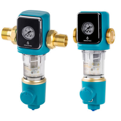 مرشح أولي دوار ذاتي التنظيف خالٍ من مادة BPA بفتحة 40 ميكرون لنظام المياه المنزلي مع منظف كاشط مدمج