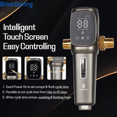 فلتر الرواسب 40 ميكرون مع شطف تلقائي بالكامل وشبكة SUS 316 من الفولاذ المقاوم للصدأ لترشيح المياه في المنزل بأكمله