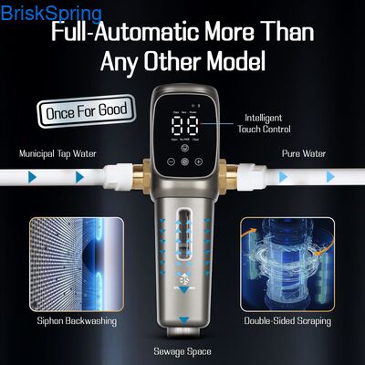 مرشح الرواسب الذاتي بالكامل ذو 40 ميكرون قابلة لإعادة الاستخدام للترشيح المسبق للمياه في المنزل بأكمله