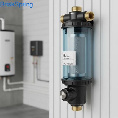 40 ميكرون أوتوماتيكية بالكامل قابلة لإعادة الاستخدام تدور أسفل فلتر المياه المسبق لإزالة الرواسب في المنزل بأكمله