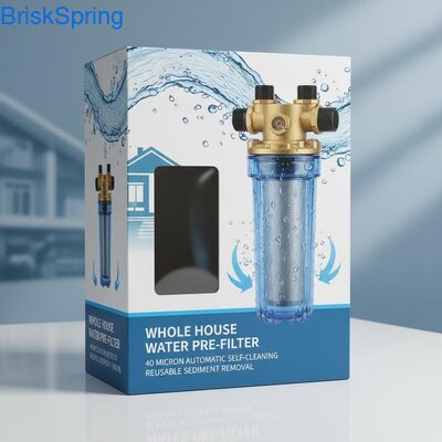 40 ميكرون أوتوماتيكية بالكامل قابلة لإعادة الاستخدام تدور أسفل فلتر المياه المسبق لإزالة الرواسب في المنزل بأكمله