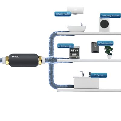 Whole House Physical Water Descaler with Pure Physical Ion Polarization No Salt Regeneration and Compact Inline Configuration