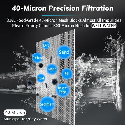 BriskSpring T2-S3G-BS 40 Micron Whole House Spin Down Sediment Pre-Filter with Reusable Stainless Steel Mesh and Manual Scraper-Assisted Cleaning