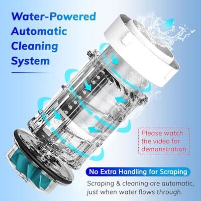 40 Micron Reusable Mesh Whole House Water Pre Filter with Water-Driven Scraping