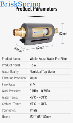 7 T/H High Flow 40 Micron Water Pre Filter with 360 Degree Swivel Installation for Whole House Sediment Pre Filter